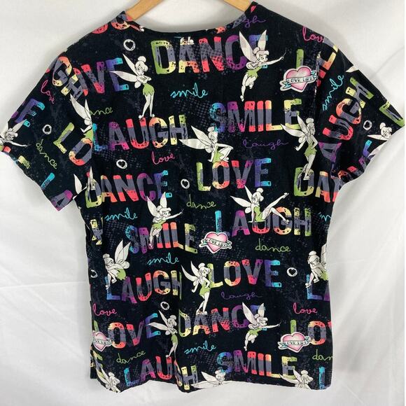 Disney Tinkerbell Love Life Dance Smile Scrub Shirt Size Small - Picture 4 of 4